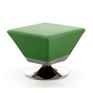 Manhattan Comfort Diamond Swivel Ottoman with Polished Chrome Base, Green/Chrome, rollover