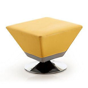 Manhattan Comfort Diamond Swivel Ottoman with Polished Chrome Base, Yellow/Chrome, large