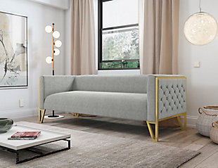 Manhattan Comfort Vector Sofa, Gray/Gold, rollover