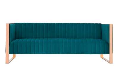 Manhattan Comfort Trillium Sofa, Aqua Blue/Rose Gold, large