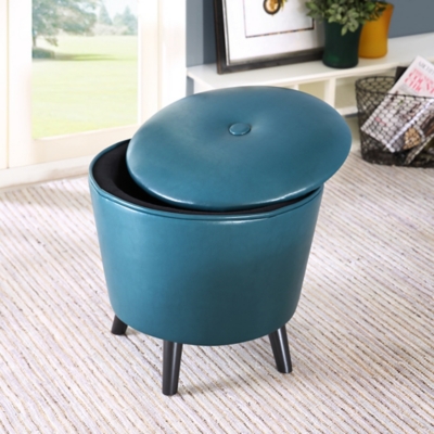 Madison Park Storage Ottoman, Blue, rollover