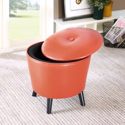 Madison Park Storage Ottoman, Orange, rollover