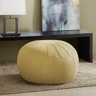 Madison Park Round Pouf Ottoman, Green, rollover