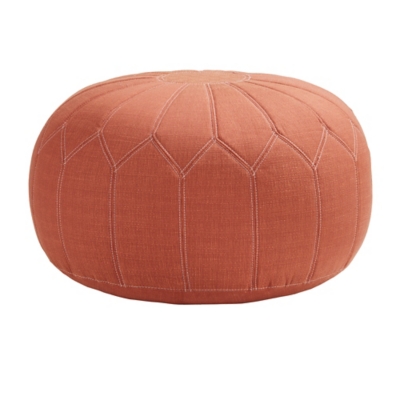 Madison Park Round Pouf Ottoman, Orange, large