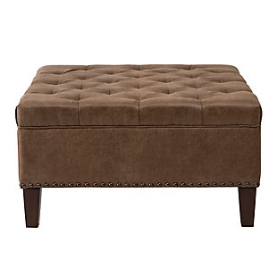 Madison Park Square Tufted Cocktail Ottoman, Brown, large