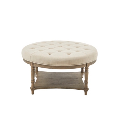 Martha Stewart Cedric Accent Ottoman, Cream, large