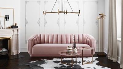 TOV Arno Mauve Velvet Sofa, Blush, rollover