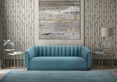 TOV Arno Sea Blue Velvet Sofa, Sea Blue, rollover