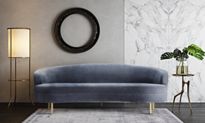 TOV Baila Grey Velvet Sofa, Gray, rollover