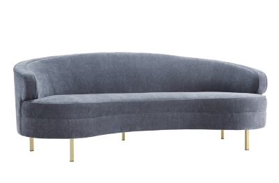 TOV Baila Grey Velvet Sofa, Gray, large
