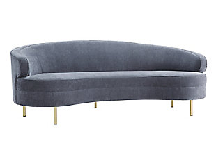 TOV Baila Grey Velvet Sofa, Gray, large