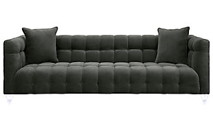 TOV Bea Grey Velvet Sofa, Gray, large
