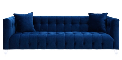 TOV Bea Navy Velvet Sofa, Navy, large