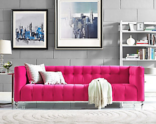 TOV Bea Pink Velvet Sofa, Pink, rollover