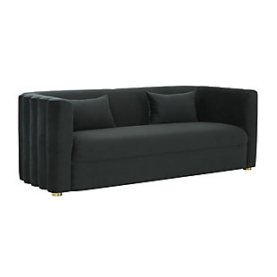 TOV Callie Black Velvet Sofa, Black, large