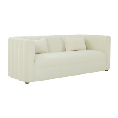 TOV Callie Cream Velvet Sofa, Cream, large