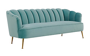 TOV Daisy Sea Blue Velvet Sofa, Sea Blue, large