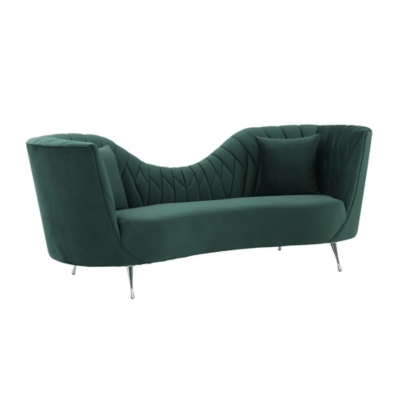 TOV Eva Forest Green Velvet Sofa, Forest Green, large