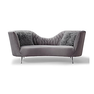 TOV Eva Grey Velvet Sofa, Gray, large