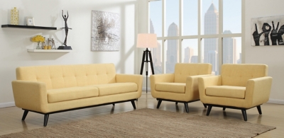 TOV James Mustard Yellow Linen Sofa, Mustard Yellow, rollover