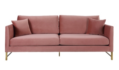 TOV Massi Rose Velvet Sofa, Rose, large