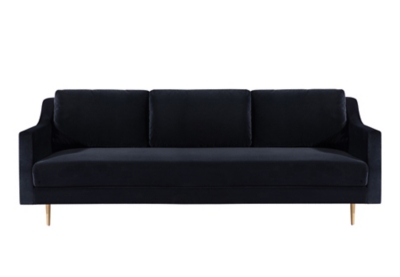TOV Milan Black Velvet Sofa, Black, large