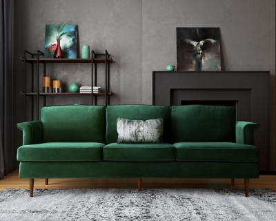 TOV Porter Forest Green Sofa, Green, rollover