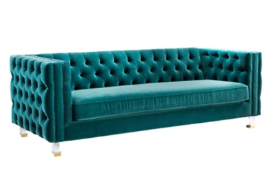 TOV Rimini Green Velvet Sofa, Green, large