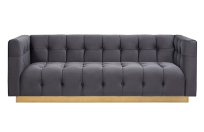 TOV Roma Grey Velvet Sofa, Gray, large
