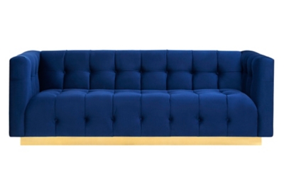 TOV Roma Navy Velvet Sofa, Navy, large