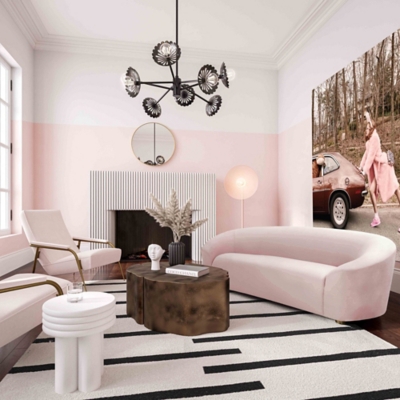 TOV Serenity Blush Velvet Sofa, Blush, rollover