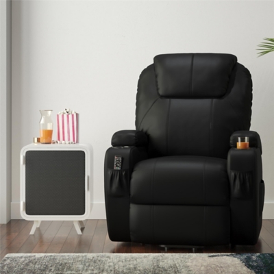 Atwater Living Lincoln Home Theater Power Lift Massage Recliner, Black, rollover