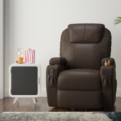 Atwater Living Lincoln Home Theater Power Lift Massage Recliner, Brown, rollover