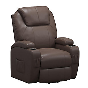 Atwater Living Lincoln Home Theater Power Lift Massage Recliner, Brown, large