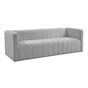 TOV Furniture Norah Grey Velvet Sofa, Gray, large