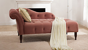 Jennifer Taylor Home Harrison Arm Chaise Lounge, Ash Rose Pink, rollover