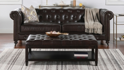 Jennifer Taylor Home Sylvan Cocktail Ottoman, Vintage Brown, rollover