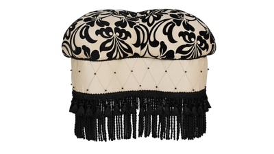 Jennifer Taylor Home Ellen Clover Ottoman, Black/Ivory, large