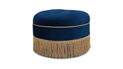 Jennifer Taylor Home Yolanda Round Ottoman, Navy Blue, large