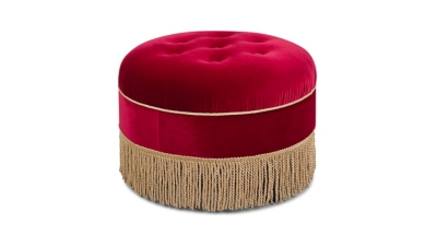 Jennifer Taylor Home Yolanda Round Ottoman, Siren Red, large