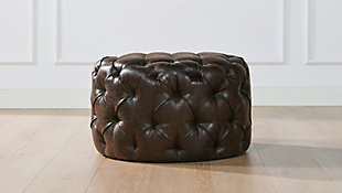 Jennifer Taylor Home Ace Round Ottoman, Brown, rollover