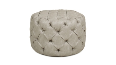 Jennifer Taylor Home Ace Round Ottoman, Warm Gray, large