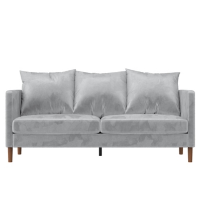 Novogratz Paige Modern Pillow back Sofa, Light Gray, large