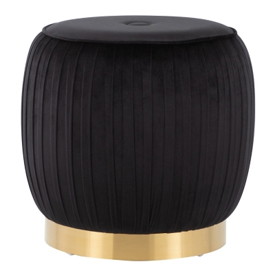 LumiSource Tania Ottoman, Gold/Black, rollover