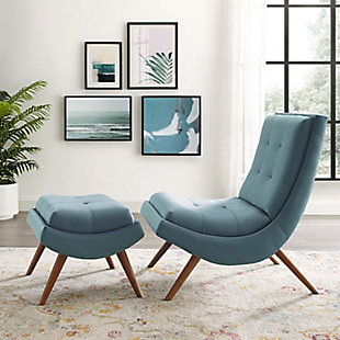 Modway Ramp Upholstered Lounge Chair and Ottoman, Light Blue, rollover