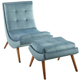 Modway Ramp Upholstered Lounge Chair and Ottoman, Light Blue, large