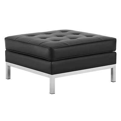 Modway Loft Tufted Ottoman, Silver/Black, large