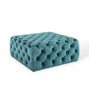 Modway Amour Tufted Button Square Ottoman, Sea Blue, large