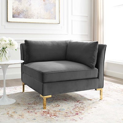 Modway Ardent Sectional Sofa Corner Chair, Gray, rollover