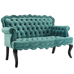 Modway Viola Chesterfield Button Tufted Loveseat, Teal, large